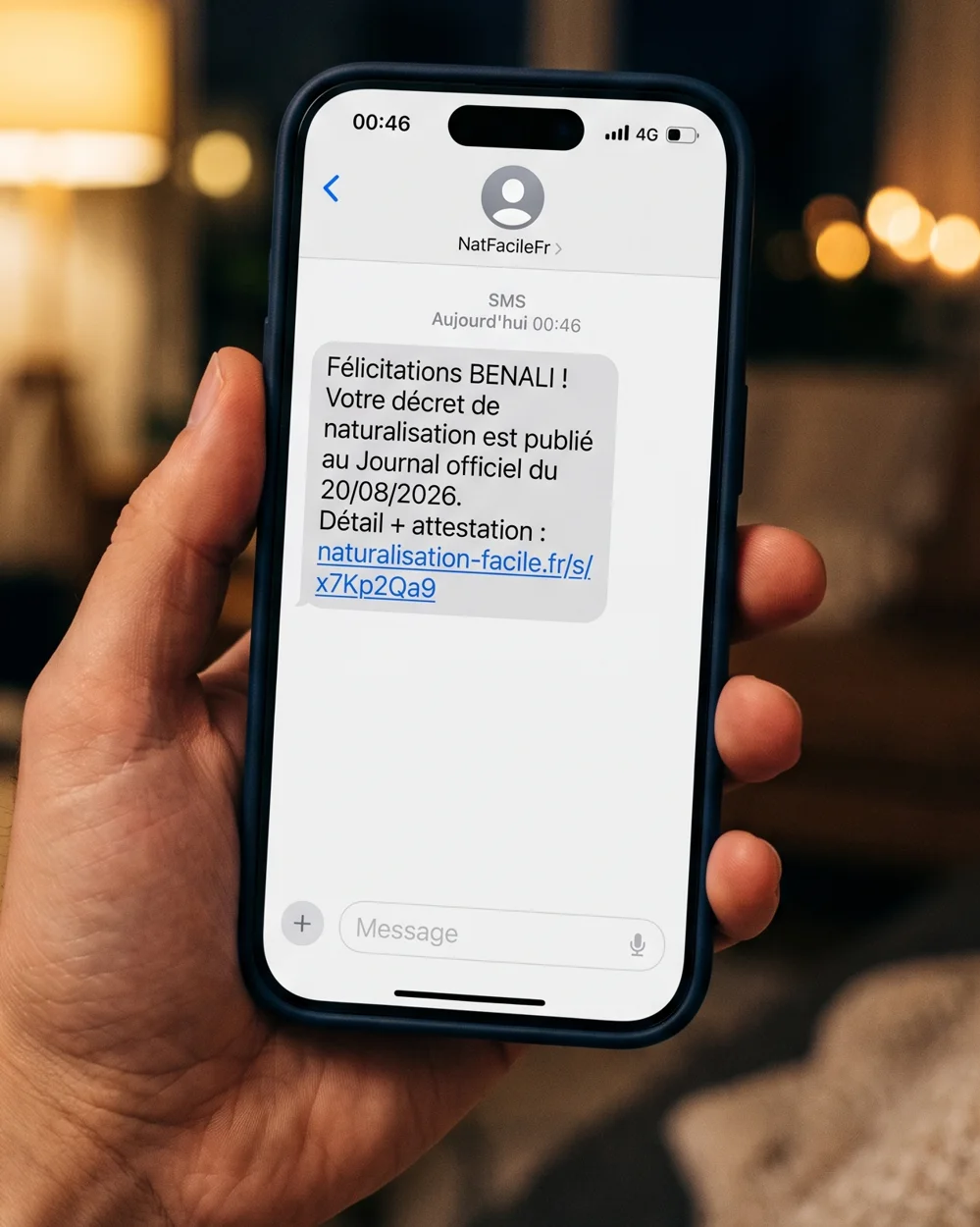 SMS reçu à 0h46 : Félicitations, votre nom apparaît au Journal officiel, vous êtes officiellement Français