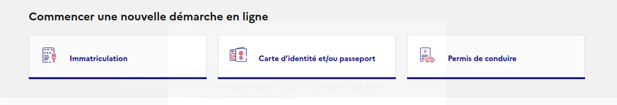 Choix d'une nouvelle démarche en ligne entre immatriculation, carte d'identité et passeport, et permis de conduire