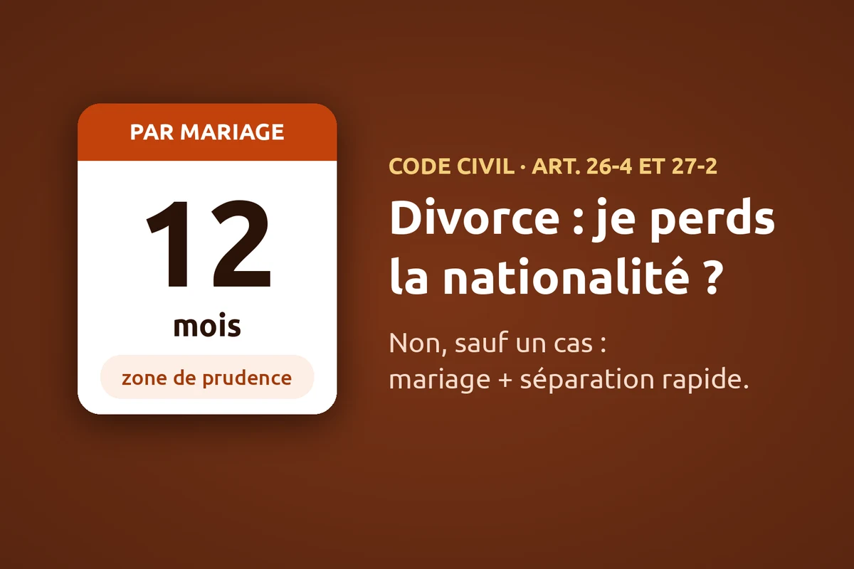 Par mariage, une séparation dans les 12 mois suivant l'enregistrement fait présumer la fraude : divorce et nationalité française