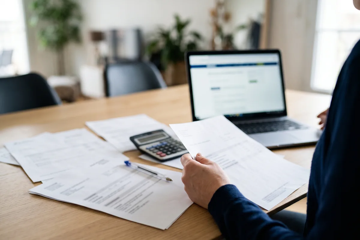 Avis d'imposition, calculatrice et ordinateur sur une table : vérifier sa situation fiscale avant de déposer