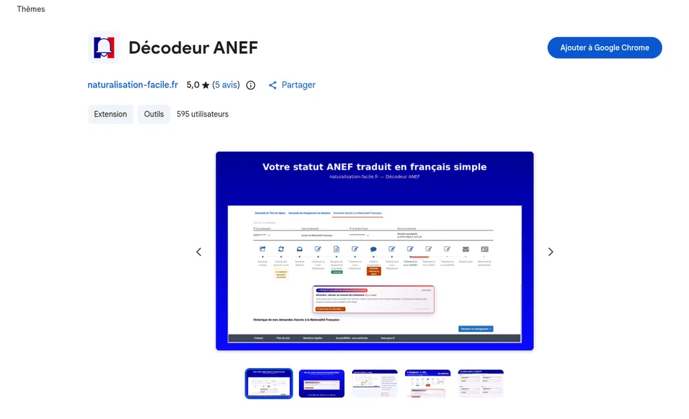 Ajouter le Décodeur ANEF à Chrome depuis le Chrome Web Store