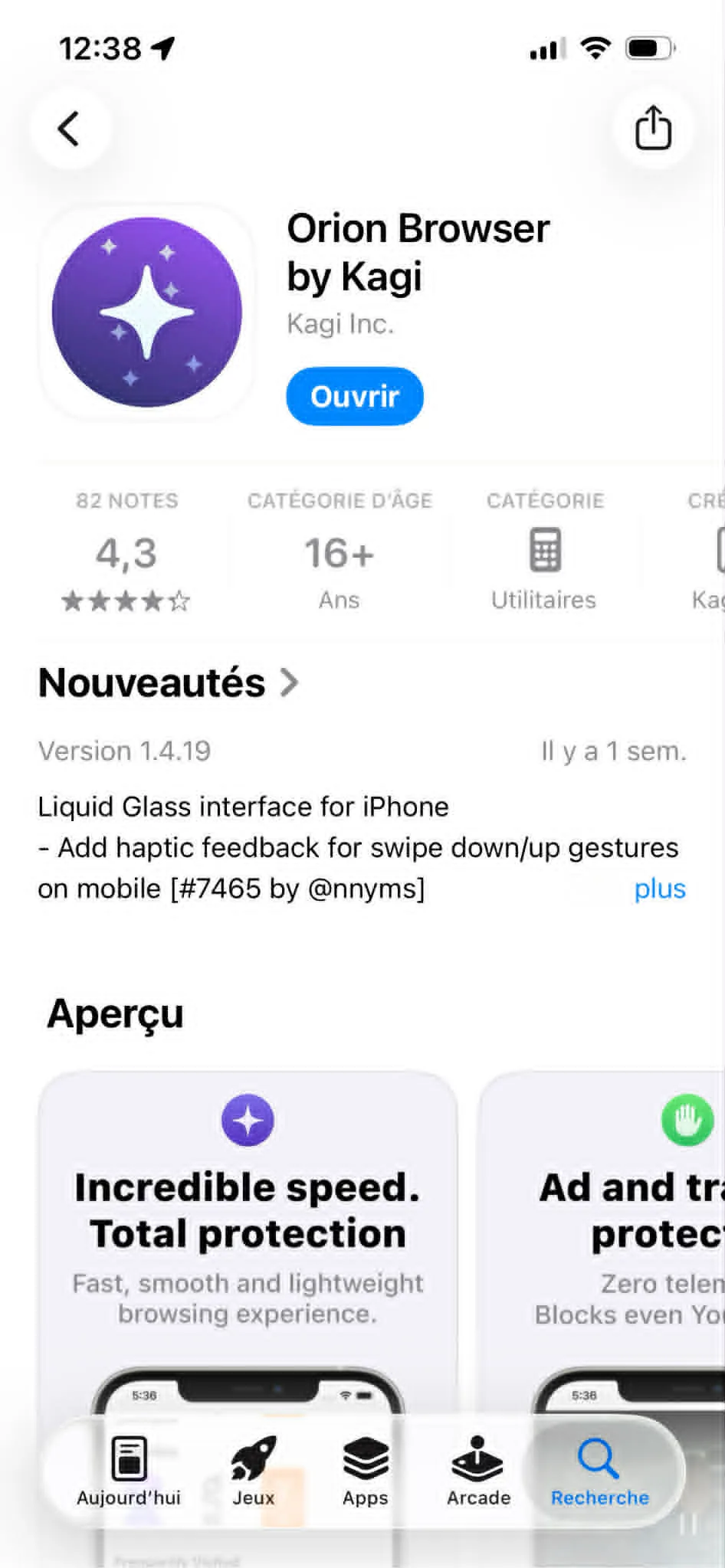 Installer le navigateur Orion sur iPhone pour ajouter l'extension