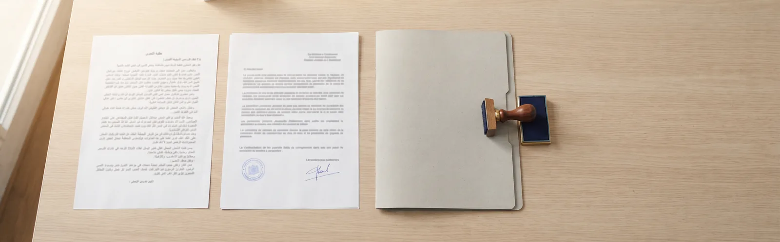 Extrait de casier judiciaire étranger et sa traduction assermentée en français, avec un tampon