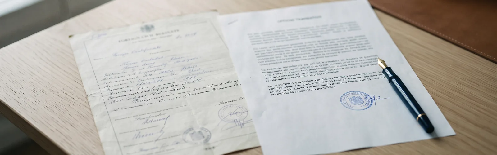 Document officiel étranger et sa traduction assermentée signée et tamponnée