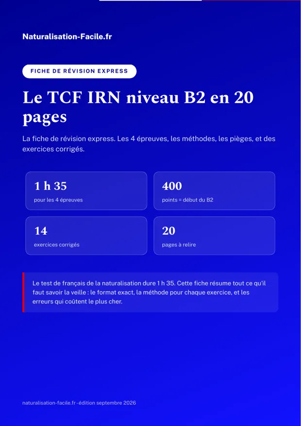 Couverture des fiches express TCF IRN